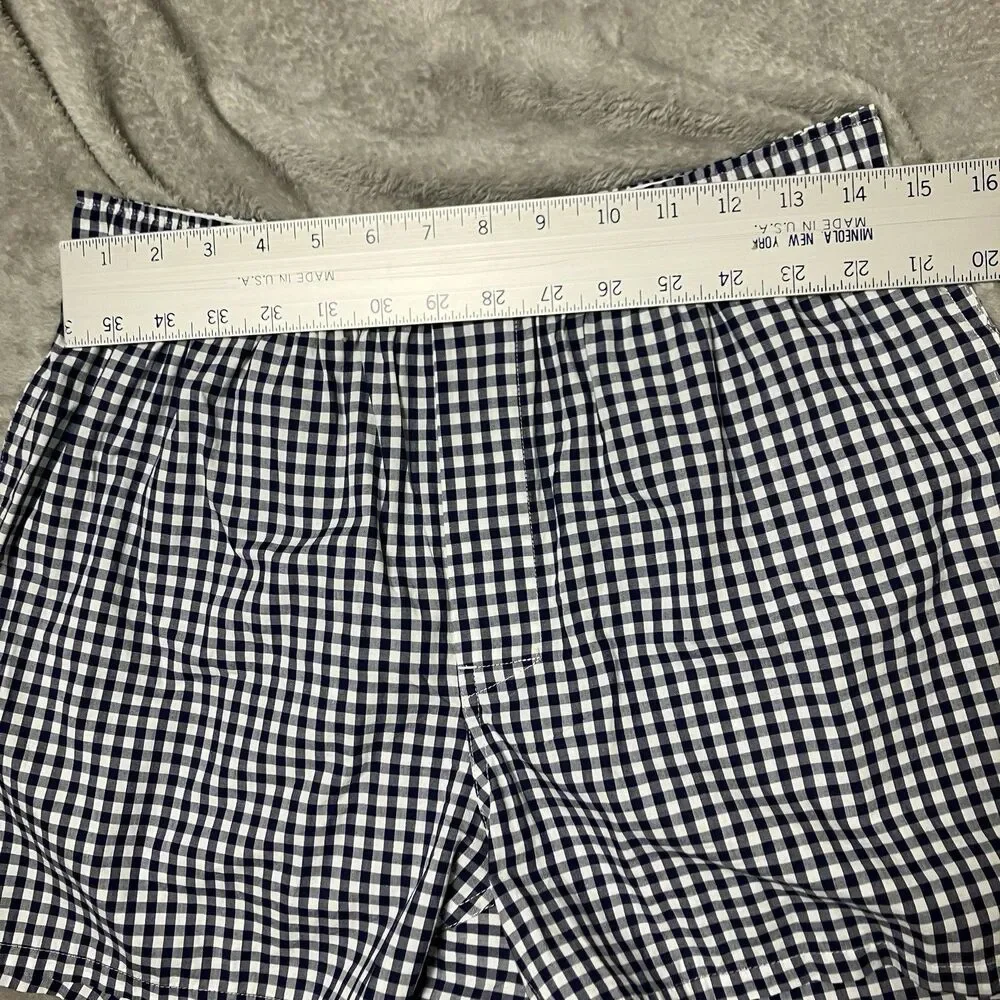 J Crew Boxers Mens M‎ Navy Blue Gingham Cotton Sleep L Shorts BV599 Loungewear
